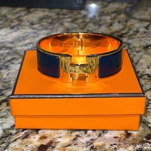 Authentic Hermes Clic Clac GM (navy/bleu nuit)
